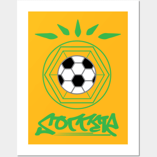 Soccer - Football In Unity Green Posters and Art